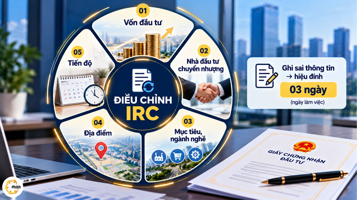 Các thay đổi phải điều chỉnh giấy chứng nhận đầu tư IRC