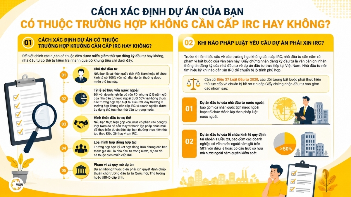 Cách xác định dự án của bạn có thuộc trường hợp không cần cấp IRC hay không