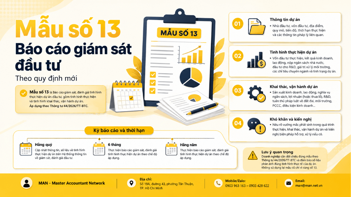 Mẫu số 13 báo cáo giám sát đầu tư theo quy định mới