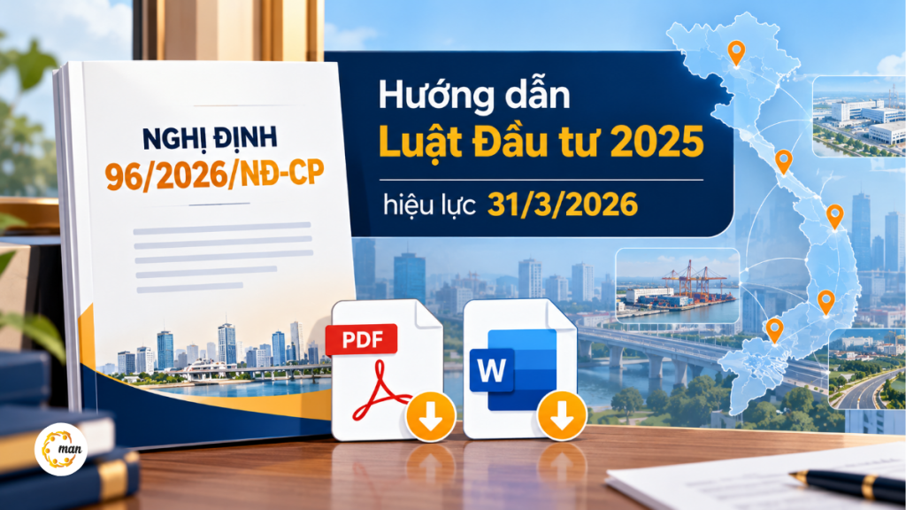 Nghị định 96/2026/NĐ-CP hướng dẫn Luật Đầu tư 2025 toàn văn và file tải